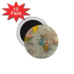 Vintage World Map 1.75  Magnets (10 pack) 