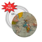 Vintage World Map 2.25  Buttons (10 pack) 