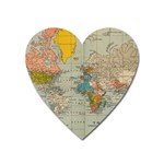 Vintage World Map Heart Magnet
