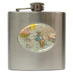 Vintage World Map Hip Flask (6 oz)