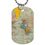 Vintage World Map Dog Tag (Two Sides)