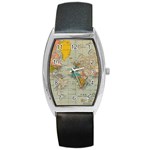 Vintage World Map Barrel Style Metal Watch