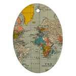 Vintage World Map Oval Ornament (Two Sides)