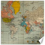 Vintage World Map Canvas 16  x 16  