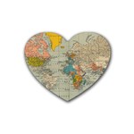 Vintage World Map Rubber Coaster (Heart) 