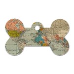 Vintage World Map Dog Tag Bone (One Side)