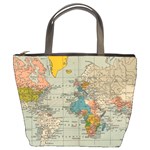 Vintage World Map Bucket Bags