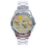Vintage World Map Stainless Steel Analogue Watch