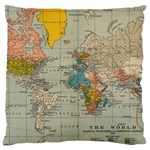 Vintage World Map Large Cushion Case (Two Sides)