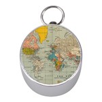 Vintage World Map Mini Silver Compasses