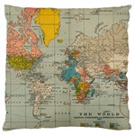 Vintage World Map Large Flano Cushion Case (One Side)