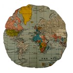 Vintage World Map Large 18  Premium Flano Round Cushions