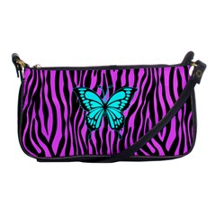 Zebra Stripes Black Pink   Butterfly Turquoise Shoulder Clutch Bags by EDDArt