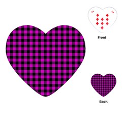 Lumberjack Fabric Pattern Pink Black Playing Cards (heart)  by EDDArt