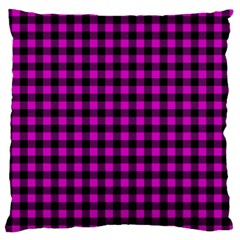 Lumberjack Fabric Pattern Pink Black Large Flano Cushion Case (one Side) by EDDArt