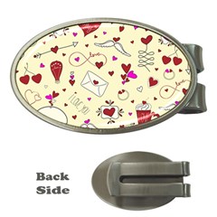 Valentinstag Love Hearts Pattern Red Yellow Money Clips (oval)  by EDDArt