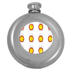 Alarm Clock Time Circle Orange Hour Round Hip Flask (5 Oz)