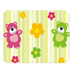 Animals Bear Flower Floral Line Red Green Pink Yellow Sunflower Star Double Sided Flano Blanket (large) 