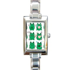 Animals Frog Green Face Mask Smile Cry Cute Rectangle Italian Charm Watch by Mariart