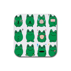 Animals Frog Green Face Mask Smile Cry Cute Rubber Coaster (square)  by Mariart