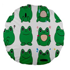 Animals Frog Green Face Mask Smile Cry Cute Large 18  Premium Round Cushions