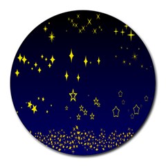 Blue Star Space Galaxy Light Night Round Mousepads by Mariart