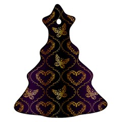 Flower Butterfly Gold Purple Heart Love Ornament (christmas Tree) 