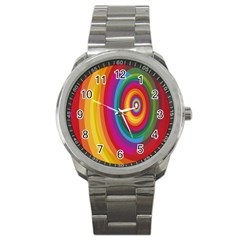 Circle Rainbow Color Hole Rasta Sport Metal Watch by Mariart