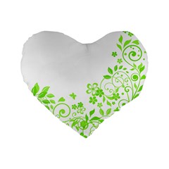 Butterfly Green Flower Floral Leaf Animals Standard 16  Premium Heart Shape Cushions by Mariart