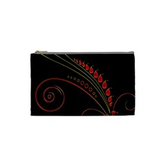 Flower Leaf Red Black Cosmetic Bag (small)  by Mariart