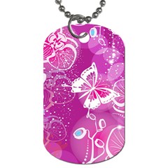 Flower Butterfly Pink Dog Tag (two Sides)