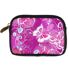 Flower Butterfly Pink Digital Camera Cases by Mariart