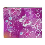 Flower Butterfly Pink Cosmetic Bag (XL) Front