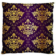 Flower Purplle Gold Large Cushion Case (one Side)