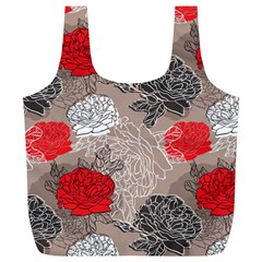 Flower Rose Red Black White Full Print Recycle Bags (l) 