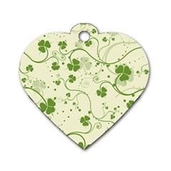Flower Green Shamrock Dog Tag Heart (one Side) by Mariart