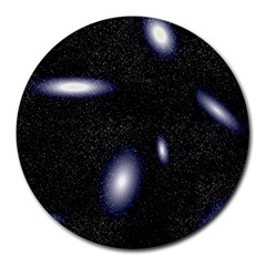 Galaxy Planet Space Star Light Polka Night Round Mousepads by Mariart