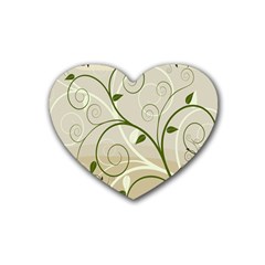 Leaf Sexy Green Gray Rubber Coaster (heart)  by Mariart