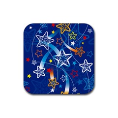 Line Star Space Blue Sky Light Rainbow Red Orange White Yellow Rubber Coaster (square) 