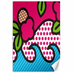 Rose Floral Circle Line Polka Dot Leaf Pink Blue Green Canvas 24  X 36  by Mariart