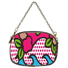 Rose Floral Circle Line Polka Dot Leaf Pink Blue Green Chain Purses (two Sides) 