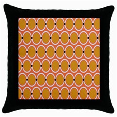 Orange Circle Polka Throw Pillow Case (black)