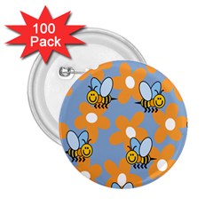 Wasp Bee Honey Flower Floral Star Orange Yellow Gray 2 25  Buttons (100 Pack) 