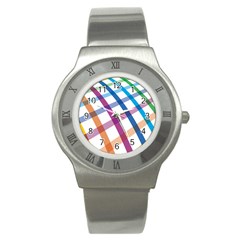 Webbing Line Color Rainbow Stainless Steel Watch by Mariart