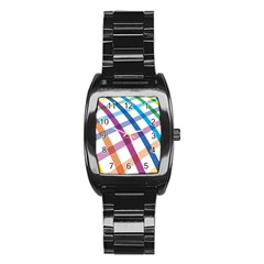 Webbing Line Color Rainbow Stainless Steel Barrel Watch by Mariart