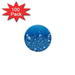 Water Bubble Blue Foam 1  Mini Buttons (100 Pack)  by Mariart
