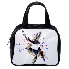 Colorful Love Birds Illustration With Splashes Of Paint Classic Handbags (one Side)