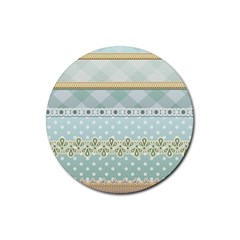 Circle Polka Plaid Triangle Gold Blue Flower Floral Star Rubber Coaster (round)  by Mariart