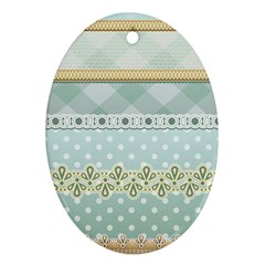 Circle Polka Plaid Triangle Gold Blue Flower Floral Star Oval Ornament (two Sides) by Mariart