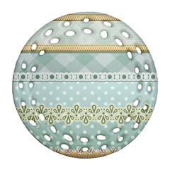 Circle Polka Plaid Triangle Gold Blue Flower Floral Star Round Filigree Ornament (two Sides) by Mariart